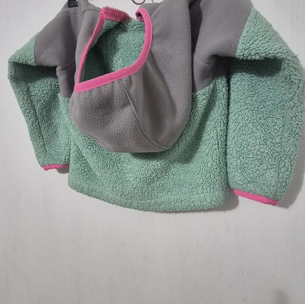 The North Face Gray and Mint Fleece Jacket with Pink Trim SIZE 18-24 MONTH - Picture 4 of 8